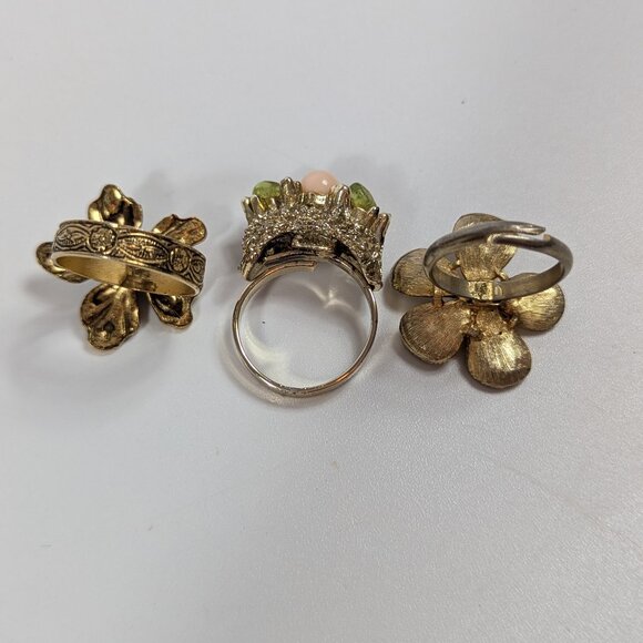 Vintage Adjustable Costume Jewelry Cocktail Statement Ring Lot - Picture 3 of 4